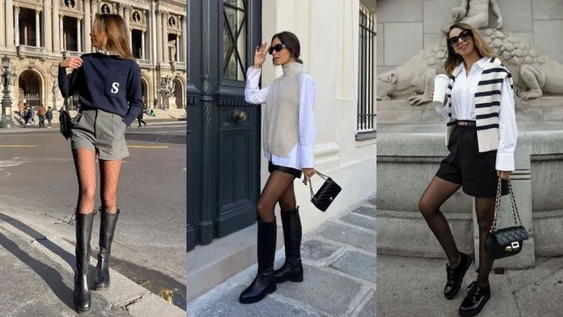 Shorts de alfaiataria podem ser combinados com meia-calça opaca e sapatos fechados para manter a elegância.